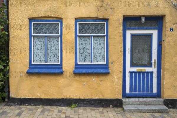 Coloured facade of an old house, Husum, North Friesland, Schleswig-Holstein, Germany