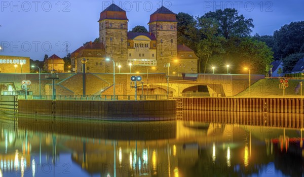 Slaughter sluice illuminated Minden Germany
