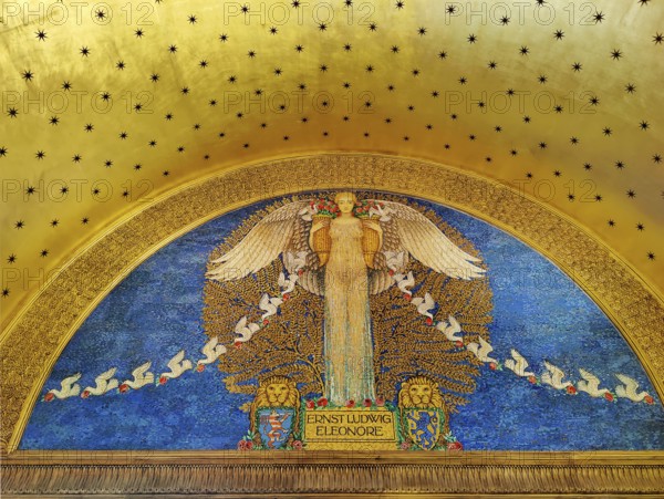 Mosaic entitled The Goddess of Love by Friedrich Wilhelm Kleukens in the Wedding Tower, Mathildenhöhe, Darmstadt, Hesse, Germany