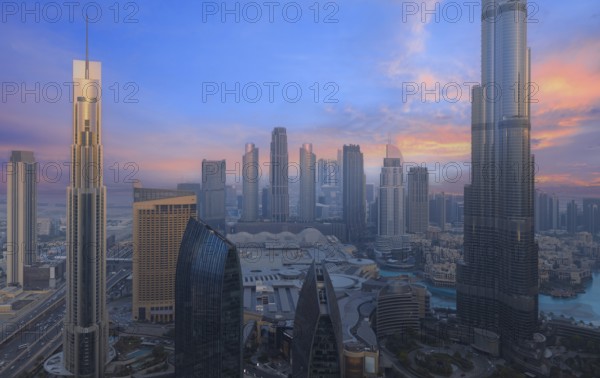 UAE, Dubai downtown financial skyline and business shopping center near Dubai Mall
