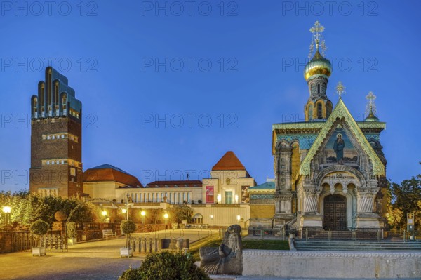 Art Nouveau Mathildenhöhe illuminated Darmstadt Germany