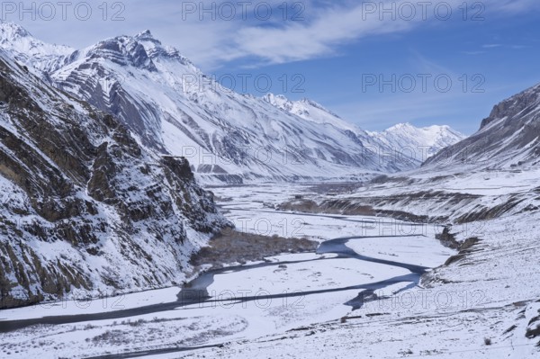 Spitital, with Spiti River, Himalaya, Kaza, Himachal Pradesh, India