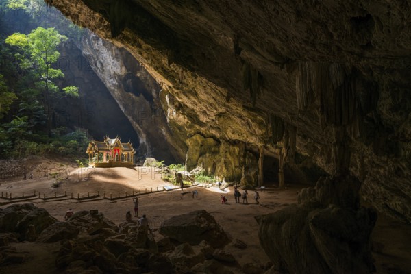 Temple in a stalactite cave, Phraya Nakhon Cave, Khao Sam Roi Yot National Park, Hua Hin, Prachuap Khiri Khan, Thailand