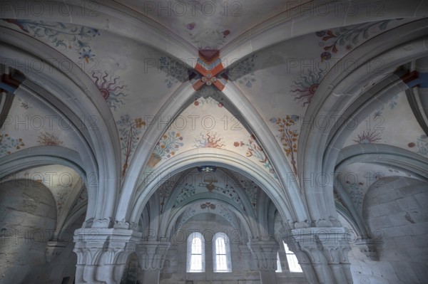 Vaulted ceiling in the chapter house, completed in 1220, not painted until 1528 Bebenhausen Abbey, Bebenhausen district of Tübingen, Baden-Württemberg, Germany