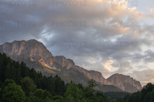 Sunrise at Maria Gern with a view of the Untersberg massif