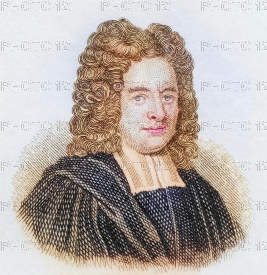 Humphrey Prideaux, 1648 To 1724. English theologian and orientalist, coloured woodcut from Crabbe's Historical Dictionary from 1825, Historical, digital reproduction