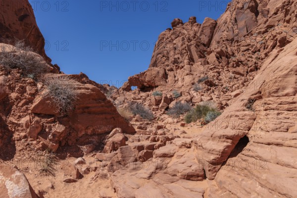 Rock formations along the Fire Canyon Overlook Trail at Valley of Fire State Park near Overton, Nevada