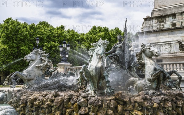 Fontaine du Char du Triomphe de la Concorde, Place des Quinconces, Bordeaux, Gironde, Nouvelle-Aquitaine, France