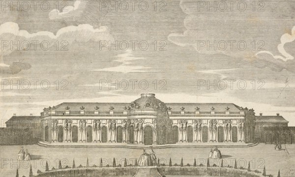 Royal pleasure palace Sanssouci near Potsdam, Germany, around 1880, digitally restored reproduction of a 19th century illustration, historical, exact date unknown