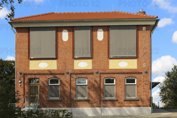 New town hall in the former Kindler corset factory, former Gotthold Kindler and Cie. corset factory, factory building, former textile industry, brick, building, Gomaringen, district of Tübingen, Baden-Württemberg, Germany