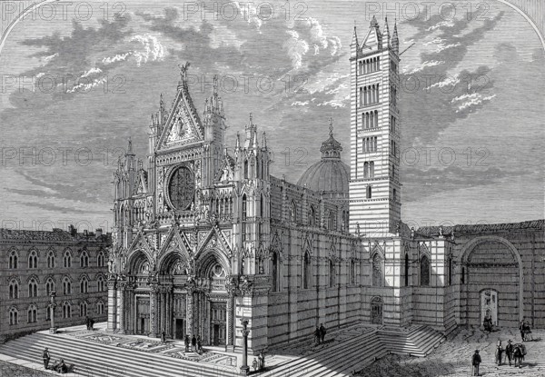The cathedral in Siena in 1800, Tuscany, Italy, Historical, digitally restored reproduction of a 19th century original