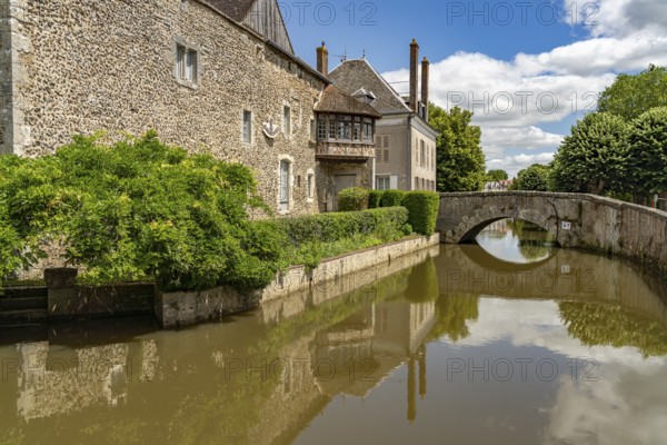 Moat in the old town of Bonneval, Centre-Val de Loire, France