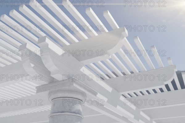 Detail abstract of A beautiful marble and wood pergola patio cover