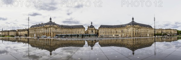 Panorama of Miroir d'eau and Place de la Bourse, Bordeaux, Gironde, Nouvelle-Aquitaine, France