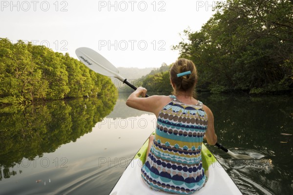 Paddler, Khlong Chao Beach, Koh Kood, Koh Kut, Gulf of Thailand, Thailand