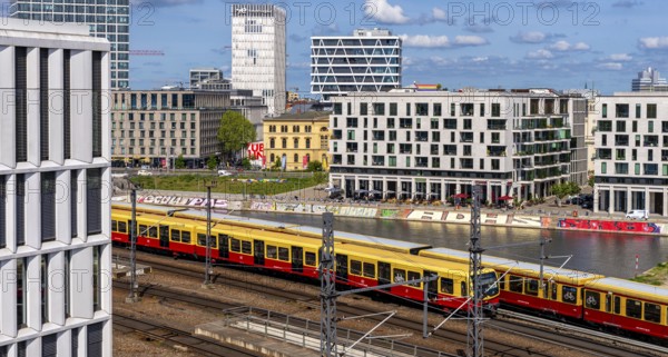 View from the roof of the Futurium Museum onto the Humboldt harbour at Berlin Central Station, Germany