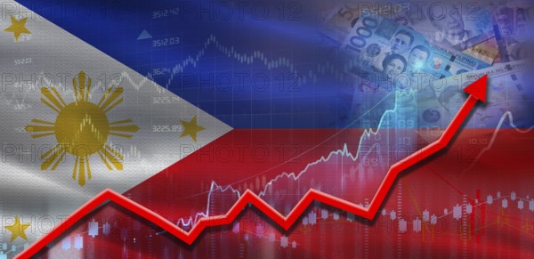 Philippines financial growth on market graph. Philippines economic growth on financial graph