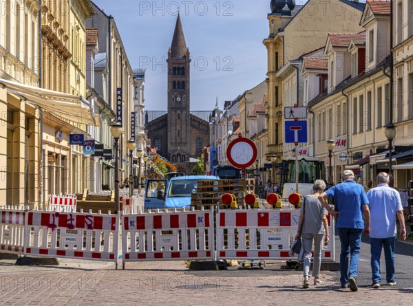 Roadworks in Brandenburger Straße, shopping street in Potsdam, Brandenburg, Germany