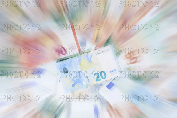 Various euro banknotes, zoom effect