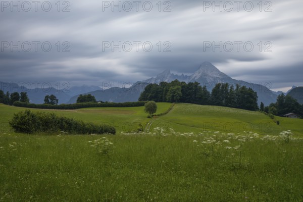 Dramatic weather over the Alps in Berchtesgadener Land with a view of the Watzmann