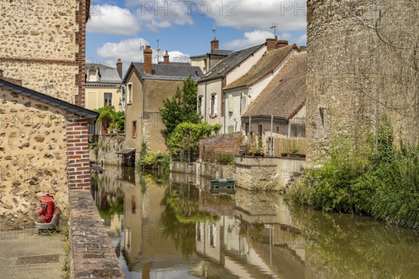 Moat in the old town of Bonneval, Centre-Val de Loire, France