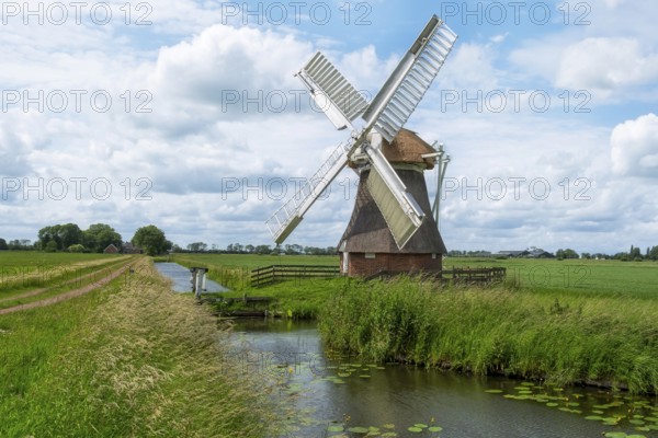 Mill 't Witte Lam, polder mill, Zuidwolde, province of Groningen, Netherlands