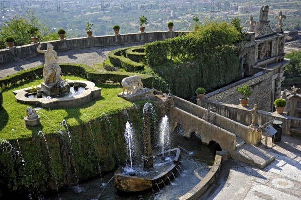 Fountain Fontana della Rometta e di Roma, Renaissance garden of Villa d'Este, water features, fountains, UNESCO World Heritage Site, Tivoli, Metropolitan City of Rome, Lazio, Italy