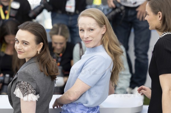 Cannes, France - 15.5.2024: Lena Urzendowsky, Susanne Wüst and Luise Heyer during the photocall for SOUND OF FALLING at the 78th Cannes International Film Festival. The film festival will take place from 13 to 24 May 2025