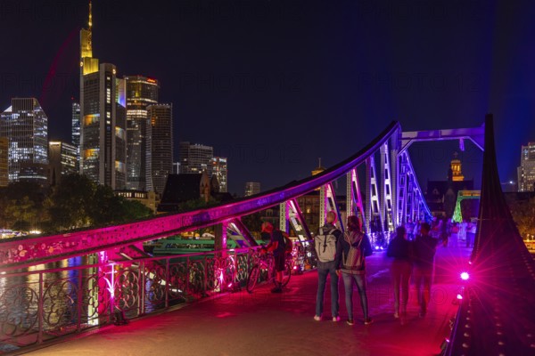 Frankfurt sets an example: The Eiserner Steg will shine in rainbow colours for Christopher Street Day (CSD) . Under the motto Never again silent - Frankfurt is loud, the Main metropolis will be celebrating this year's CSD for the first time from Thursday 17 to Sunday 20 July on the banks of the Main, Eiserner Steg, Frankfurt am Main, Hesse, Germany