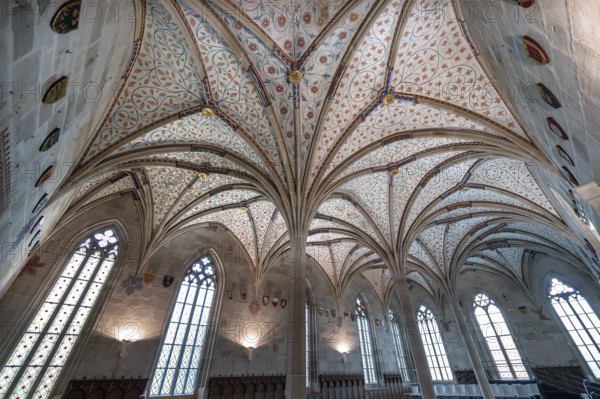 Vaults in the summer refectory, early 14th century, remodelled in the 19th century, Bebenhausen Monastery, Bebenhausen district of Tübingen, Baden-Württemberg, Germany