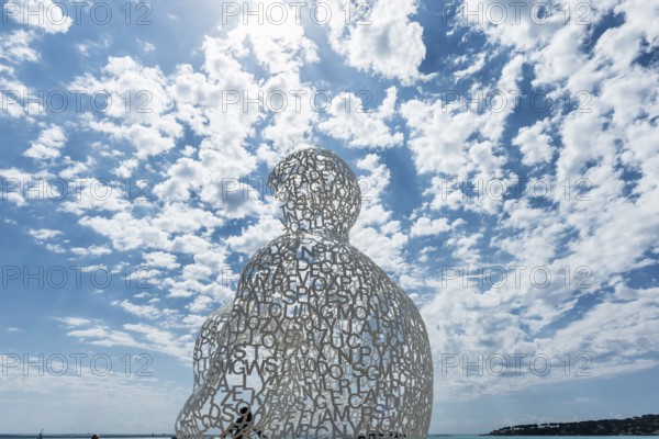 Sculpture made of letters, Le Nomade, artist Jaume Plensa, Antibes, Provence Alpes Côte d'Azur, South of France, France