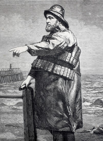 Helmsman Robert Hook of the lifeboat Samuel Plimsoll from Lowestoft, which saved more than two hundred lives, Sailor, Lifesaver, 1880, England, Historical, digitally restored reproduction from a 19th century original, Record date not stated