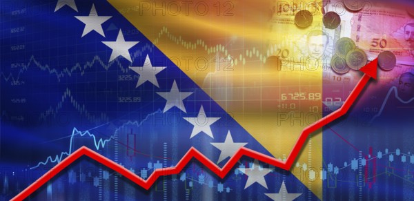 Bosnia financial growth on market graph. Bosnia economic growth on financial graph