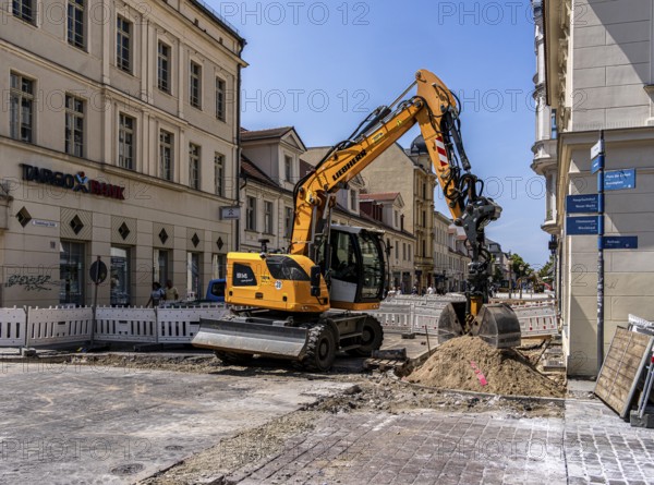 Roadworks in Brandenburger Straße, shopping street in Potsdam, Brandenburg, Germany