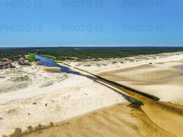 Contis beach from a drone, Saint Julien en Born, Saint-Julien-en-Born, Landes, France