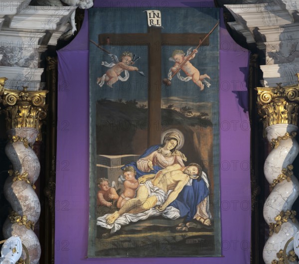 Lenten cloth, 18th century, in the Neustift monastery, Stiftstr. 1, Vahrn near Brixen, South Tyrol, Northern Italy