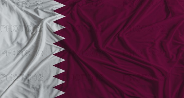 Qatari flag with fabric texture background. National flag of Qatar with cloth texture
