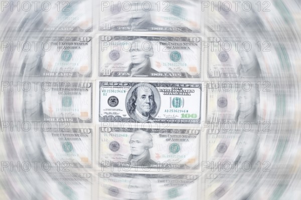 US dollar notes, 10 dollars, 100 dollars, banknotes