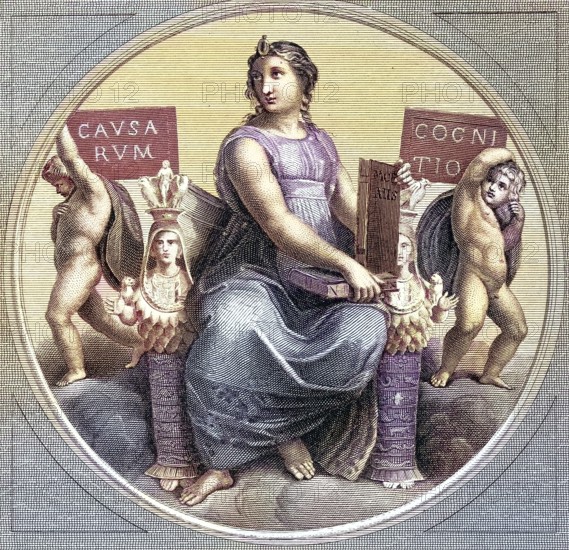 Philosophy, symbolic representation in the Vatican, after a painting by Raphael, Rome, Italy