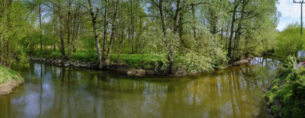 Main River confluence or Main River source, Red and White Main, Melkendorf near Kulmbach, Upper Franconia, Franconia, Bavaria, Germany