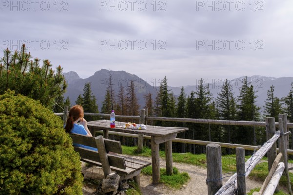 Summit with summit cross, Schwarzenberg near Hundham, Leitzachtal, Upper Bavaria, Bavaria, Germany