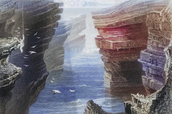 Malbay Bay, Miltown Malbay, County Clare, Ireland, from the Landscape and Antiquities of Ireland, 1841, digital reproduction of a historical model