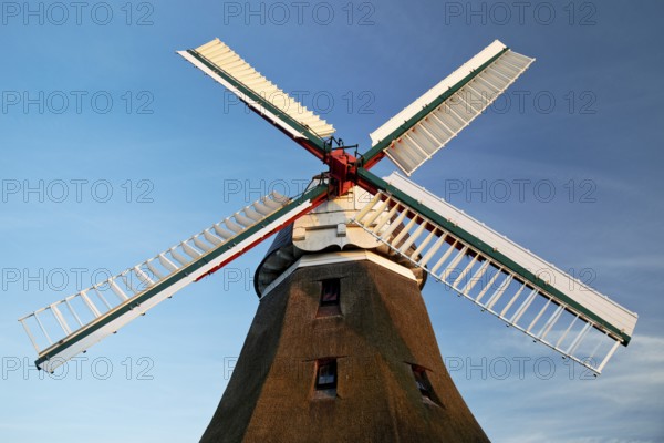 Windmill Föhr-Wrixum, mill in the municipality of Wrixum on the North Frisian island of Föhr, Schleswig-Holstein, Germany