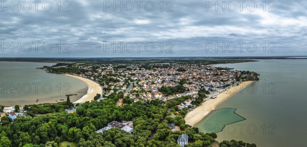 Panorama of Fouras from a drone, Fouras-les-Bains, Charente-Maritime, Nouvelle-Aquitaine, France