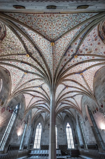 Vaults in the summer refectory, early 14th century, remodelled in the 19th century, Bebenhausen Monastery, Bebenhausen district of Tübingen, Baden-Württemberg, Germany