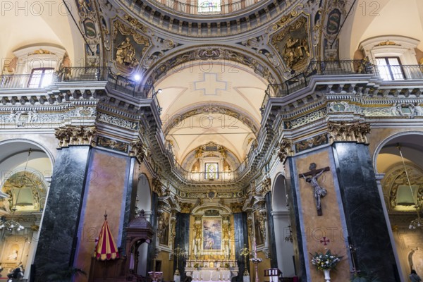 Interior view, Cathedral, Cathédrale Sainte-Réparate de Nice, Old Town, Nice, Alpes Maritimes, Provence Alpes Cote d'Azur, French Riviera, South of France, France