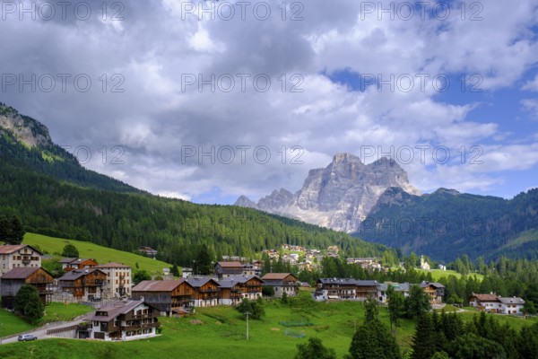 Santa Fosca, with Monte Pelmo, near Selva di Cadore, Dolomites, Trentino, Italy
