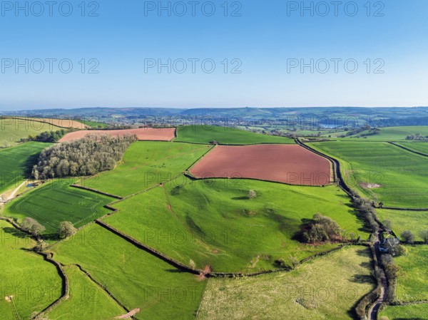 Farms and Fields over Paignton from a drone, Devon, England, United Kingdom