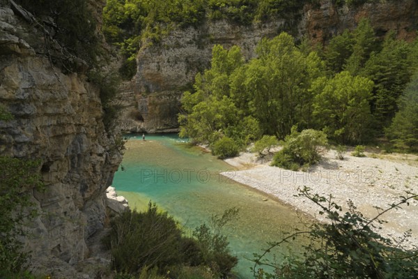 The River Ara in the Spanish Pyrenees near Ainsa, Spain