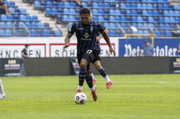 Waldhof Mannheim v FC Emmen, Netherlands (last test match in front of the start of the new season) ***On the ball: Samuel Abifade (17, Mannheim)